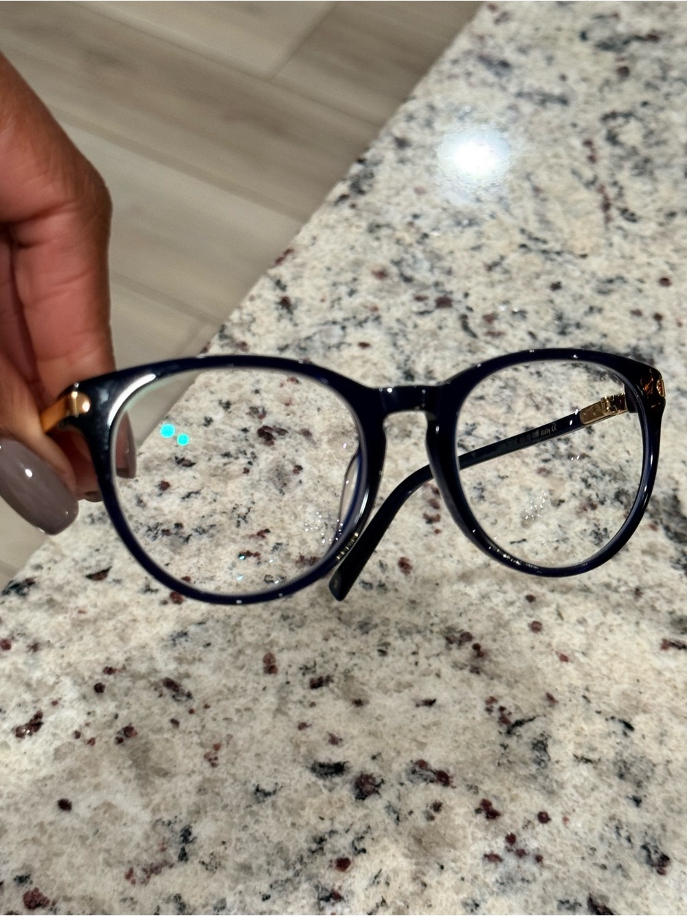 Warby Parker Navy Round Women's Glasses with Gold Accents